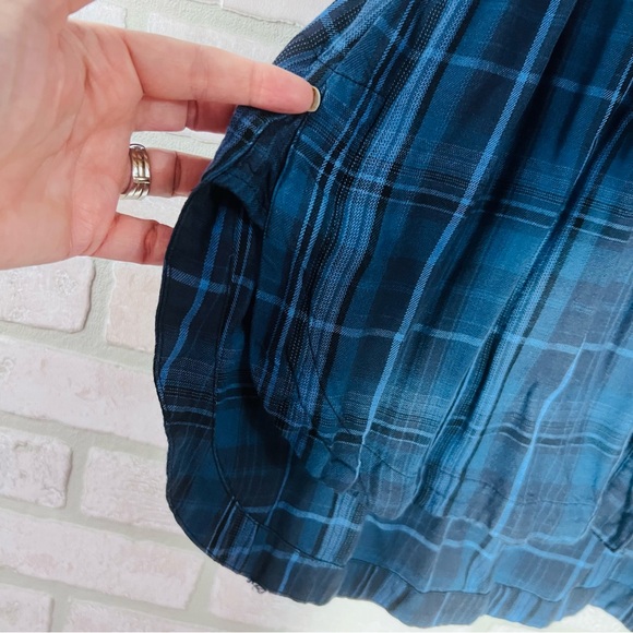 Lane Bryant Blue Plaid Button Down Lace Detail Roll Tab Sleeve Shirt Size 14/16 - Picture 10 of 10